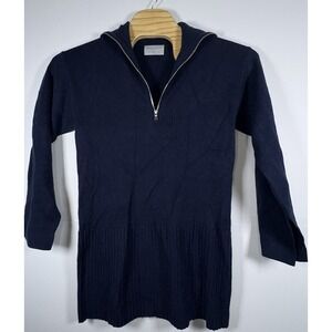Modern Citizen Women's Navy Blue Milly Quarter-Zip Viscose Sweater Dress Sz Med